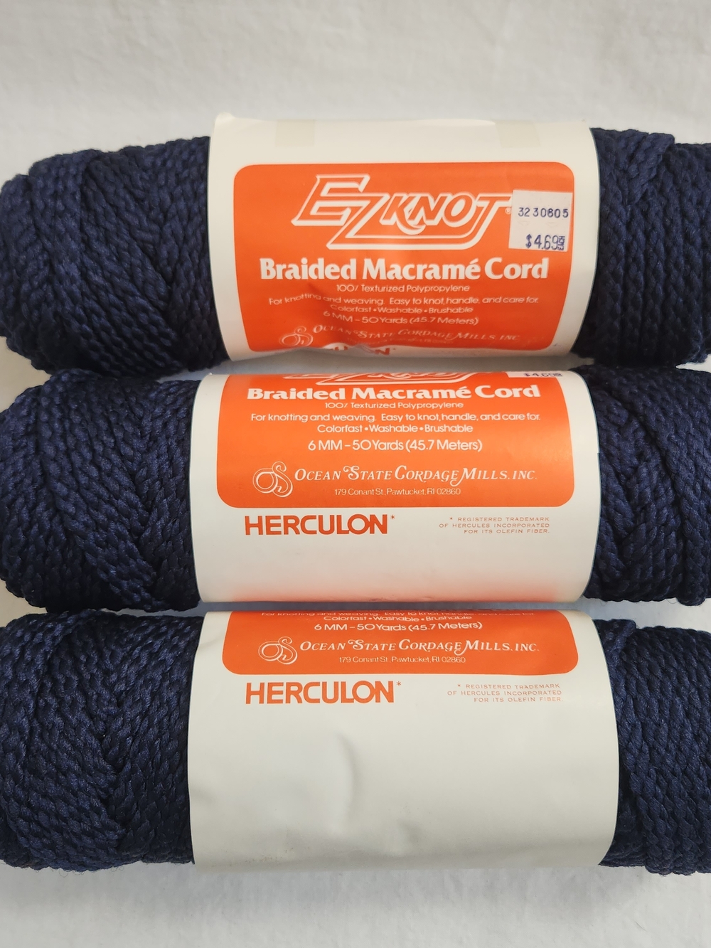 Herculon EZKnot Braided Macramé Cord - Navy Blue